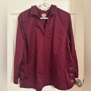 Chico's Burgundy Tunic with Side Buttons